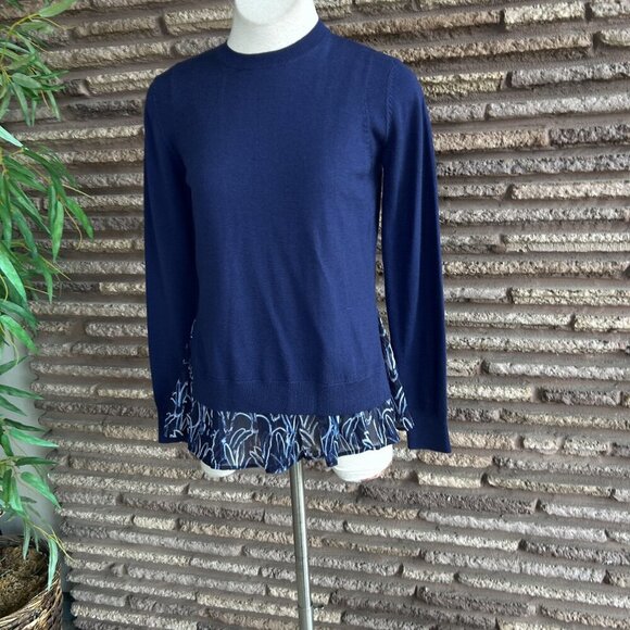 Grey Jason Wu Blue Crewneck Sweater Blouse Attached Size Small - Picture 5 of 9